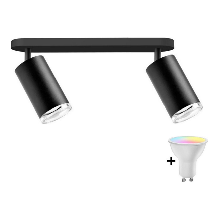 LED RGBW Stmievateľné kúpeľňové bodové svietidlo TURYN 2xGU10/6,5W/230V 2700-6500K Wi-Fi IP44 čierna