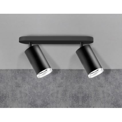 LED RGBW Stmievateľné kúpeľňové bodové svietidlo TURYN 2xGU10/6W/230V 3000K IP44 čierne + diaľkové ovládanie