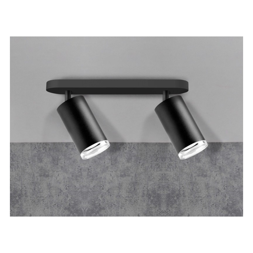 LED RGBW Stmievateľné kúpeľňové bodové svietidlo TURYN 2xGU10/6W/230V 3000K IP44 čierne + diaľkové ovládanie