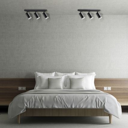 LED RGBW Stmievateľné kúpeľňové bodové svietidlo TURYN 3xGU10/4,8W/230V 3000K IP44 čierna + diaľkové ovládanie