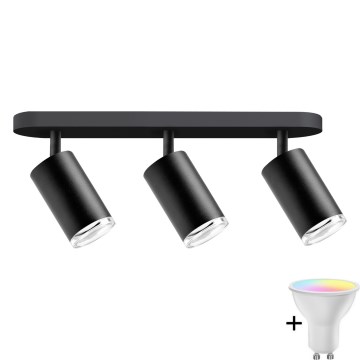 LED RGBW stmievateľné kúpeľňové bodové svietidlo TURYN 3xGU10/6,5W/230V 2700-6500K Wi-Fi IP44 čierna