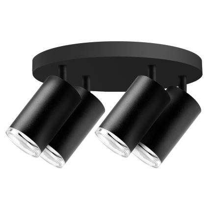 LED RGBW Stmievateľné kúpeľňové bodové svietidlo TURYN 4xGU10/4,8W/230V 3000K IP44 čierne + diaľkové ovládanie