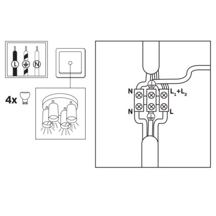 LED RGBW Stmievateľné kúpeľňové bodové svietidlo TURYN 4xGU10/4,8W/230V 3000K IP44 čierne + diaľkové ovládanie