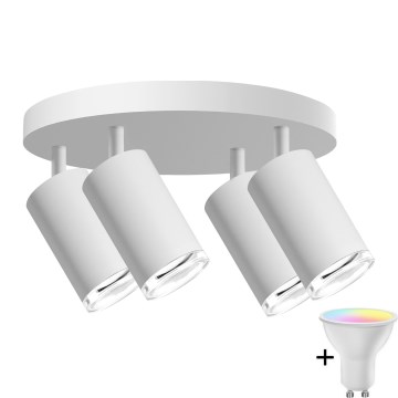 LED RGBW Stmievateľné kúpeľňové bodové svietidlo TURYN 4xGU10/6,5W/230V 2700-6500K Wi-Fi IP44 biela