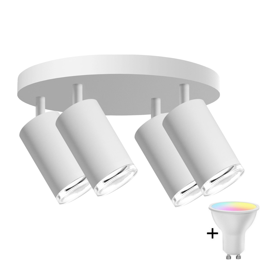 LED RGBW Stmievateľné kúpeľňové bodové svietidlo TURYN 4xGU10/6,5W/230V 2700-6500K Wi-Fi IP44 biela