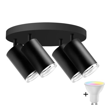 LED RGBW Stmievateľné kúpeľňové bodové svietidlo TURYN 4xGU10/6,5W/230V 2700-6500K Wi-Fi IP44 čierna