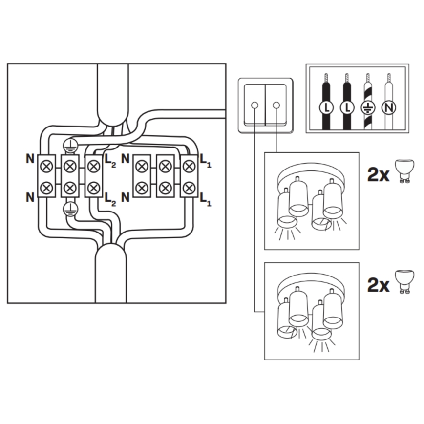 LED RGBW stmievateľné kúpeľňové bodové svietidlo TURYN 4xGU10/6W/230V 3000K IP44 biela + diaľkové ovládanie
