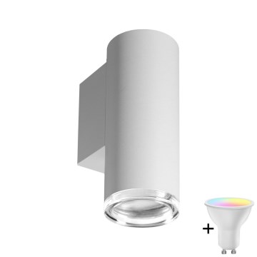 LED RGBW Stmievateľné kúpeľňové nástenné svietidlo TURYN 1xGU10/6,5W/230V 2700-6500K Wi-Fi IP44 biela