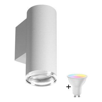 LED RGBW Stmievateľné kúpeľňové nástenné svietidlo TURYN 1xGU10/6,5W/230V 2700-6500K Wi-Fi IP44 biele