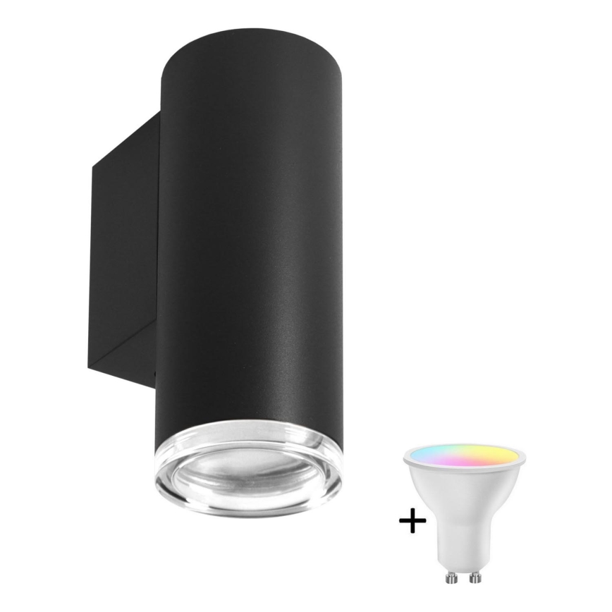 LED RGBW Stmievateľné kúpeľňové nástenné svietidlo TURYN 1xGU10/6,5W/230V 2700-6500K Wi-Fi IP44 čierna
