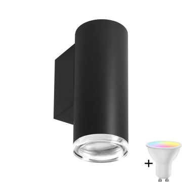 LED RGBW stmievateľné kúpeľňové nástenné svietidlo TURYN 1xGU10/6,5W/230V 2700-6500K Wi-Fi IP44 čierne