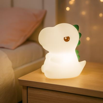 LED RGBW Stmievateľné nabíjateľné dotykové detské nočné svetlo DINO LED/1W/5V 1200 mAh