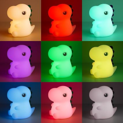 LED RGBW Stmievateľné nabíjateľné dotykové detské nočné svetlo DINO LED/1W/5V 1200 mAh