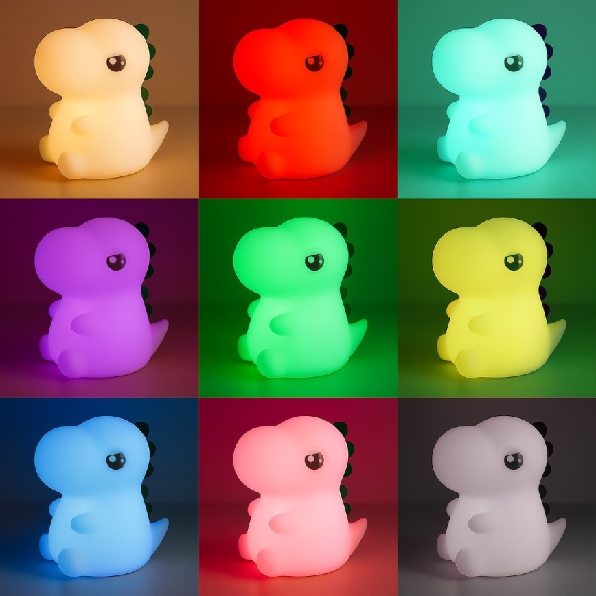 LED RGBW Stmievateľné nabíjateľné dotykové detské nočné svetlo DINO LED/1W/5V 1200 mAh