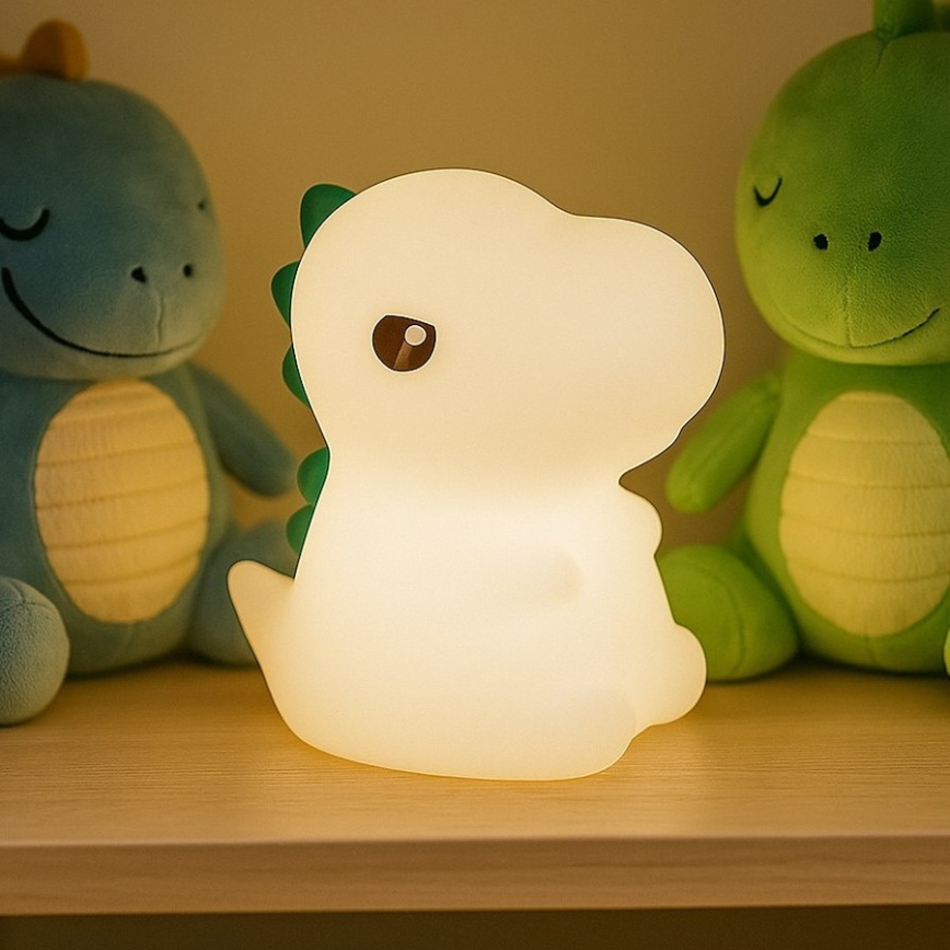 LED RGBW Stmievateľné nabíjateľné dotykové detské nočné svetlo DINO LED/1W/5V 1200 mAh