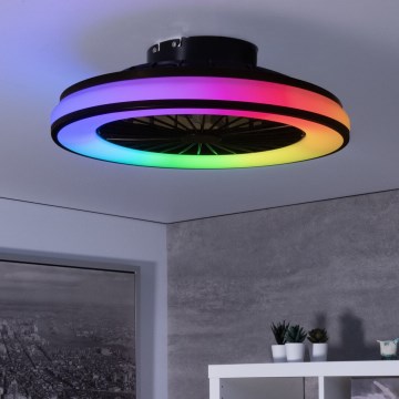 LED RGBW Stmievateľné stropné svietidlo s ventilátorom PLAVE LED/48W/230V 3000/4000/6500K + diaľkové ovládanie