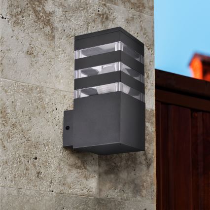 LED RGBW Stmievateľné vonkajšie nástenné svietidlo TEKSAS 1xE27/9W/230V 2700-6500K Wi-Fi IP44 antracit