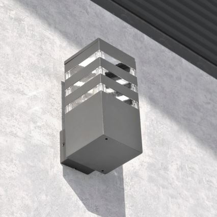 LED RGBW Stmievateľné vonkajšie nástenné svietidlo TEKSAS 1xE27/9W/230V 2700-6500K Wi-Fi IP44 antracit