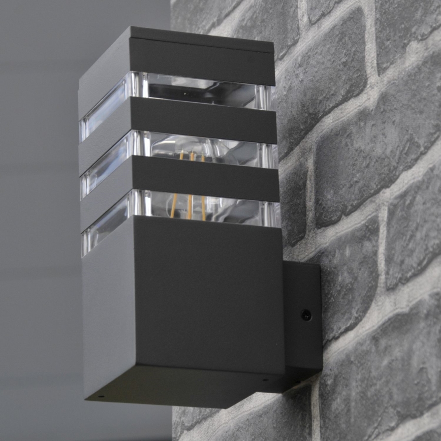 LED RGBW Stmievateľné vonkajšie nástenné svietidlo TEKSAS 1xE27/9W/230V 2700-6500K Wi-Fi IP44 antracit