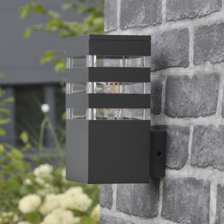 LED RGBW Stmievateľné vonkajšie nástenné svietidlo TEKSAS 1xE27/9W/230V 2700-6500K Wi-Fi IP44 antracit
