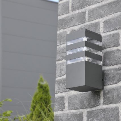 LED RGBW Stmievateľné vonkajšie nástenné svietidlo TEKSAS 1xE27/9W/230V 2700-6500K Wi-Fi IP44 antracit