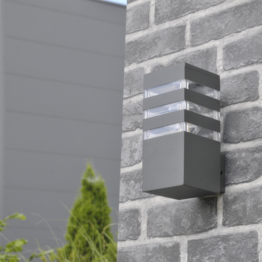 LED RGBW Stmievateľné vonkajšie nástenné svietidlo TEKSAS 1xE27/9W/230V 2700-6500K Wi-Fi IP44 antracit
