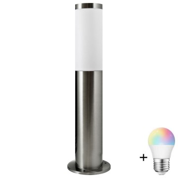 LED RGBW Stmievateľné vonkajšie svietidlo LIVIA 1xE27/6,5W/230V 2700-6500K Wi-Fi 45 cm IP44 strieborné