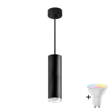 LED RGBW stmievateľný kúpeľňový luster na lanku TURYN 1xGU10/6,5W/230V 2700-6500K Wi-Fi IP44 čierna