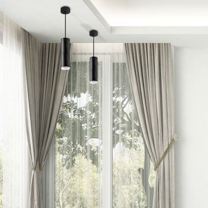 LED RGBW stmievateľný kúpeľňový luster na lanku TURYN 1xGU10/6,5W/230V 2700-6500K Wi-Fi IP44 čierna