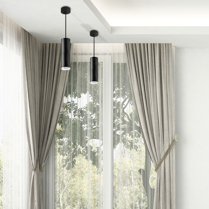 LED RGBW stmievateľný kúpeľňový luster na lanku TURYN 1xGU10/6,5W/230V 2700-6500K Wi-Fi IP44 čierna