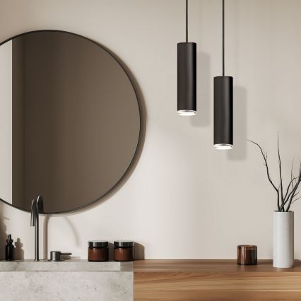 LED RGBW stmievateľný kúpeľňový luster na lanku TURYN 1xGU10/6W/230V 3000K Wi-Fi IP44 čierna