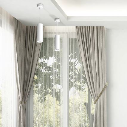 LED RGBW stmievateľný kúpeľňový luster na lanku TURYN 1xGU10/6,5W/230V 2700-6500K Wi-Fi IP44 biela