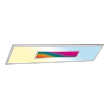 LED RGBW Stmievateľný panel LED/20W/230V 3000-6500K 25x100 cm strieborný + diaľkové ovládanie