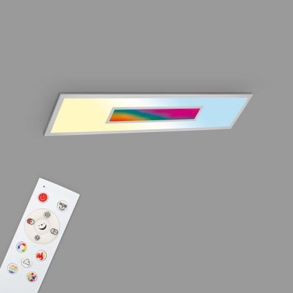 LED RGBW Stmievateľný panel LED/20W/230V 3000-6500K 25x100 cm strieborný + diaľkové ovládanie