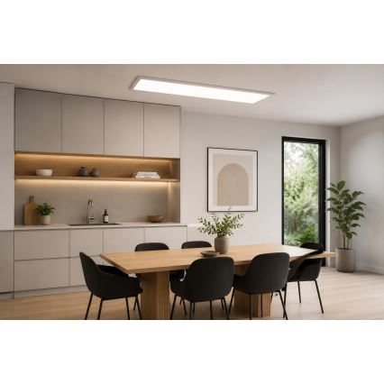 LED RGBW stmievateľný prisadený panel LED/13,5W/230V 3000-6500K 29,5x59,5 cm strieborný + diaľkové ovládanie