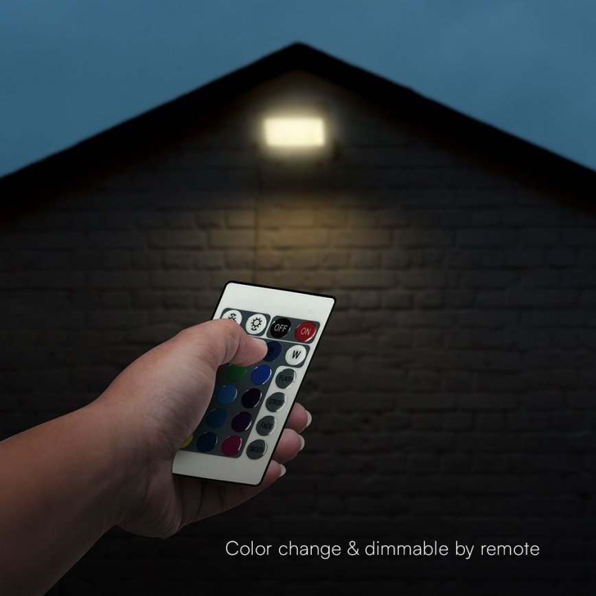 LED RGBW Stmievateľný reflektor LED/30W/230V IP65 šedá + diaľkové ovládanie