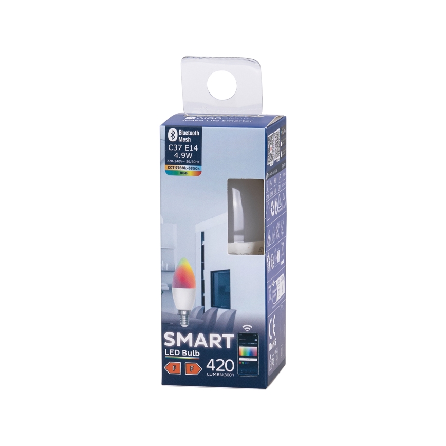 LED RGBW Stmievateľná žiarovka C37 E14/4,9W/230V 2700-6500K - Aigostar