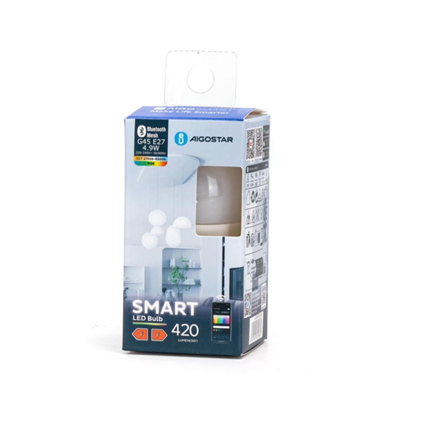 LED RGBW Stmievateľná žiarovka MESH Smart G45 E27/4,9W/230V 2700-6500K - Aigostar