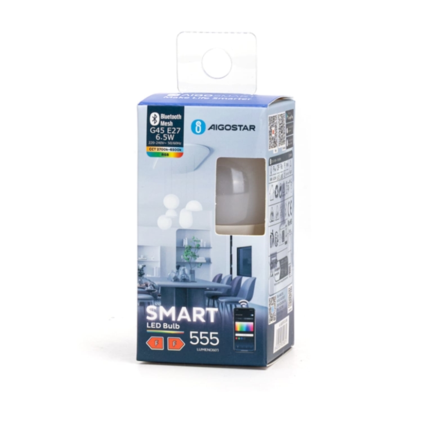 LED RGBW Stmievateľná žiarovka G45 E27/6,5W/230V 2700-6500K - Aigostar