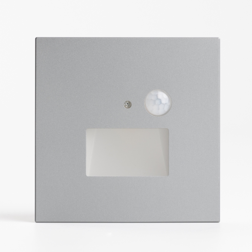 LED schodiskové svietidlo so snímačom pohybu a súmraku LED/1,5W/230V 3000/4000/6500K strieborné