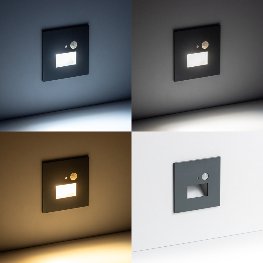 LED Schodiskové svietidlo s pohybovým senzorom LED/1,5W/230V 3000K/4000K/6500K