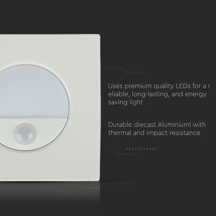 LED Schodiskové svietidlo s pohybovým senzorom LED/3W/230V 4000K biela