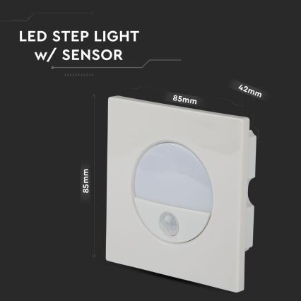 LED Schodiskové svietidlo s pohybovým senzorom LED/3W/230V 4000K biela