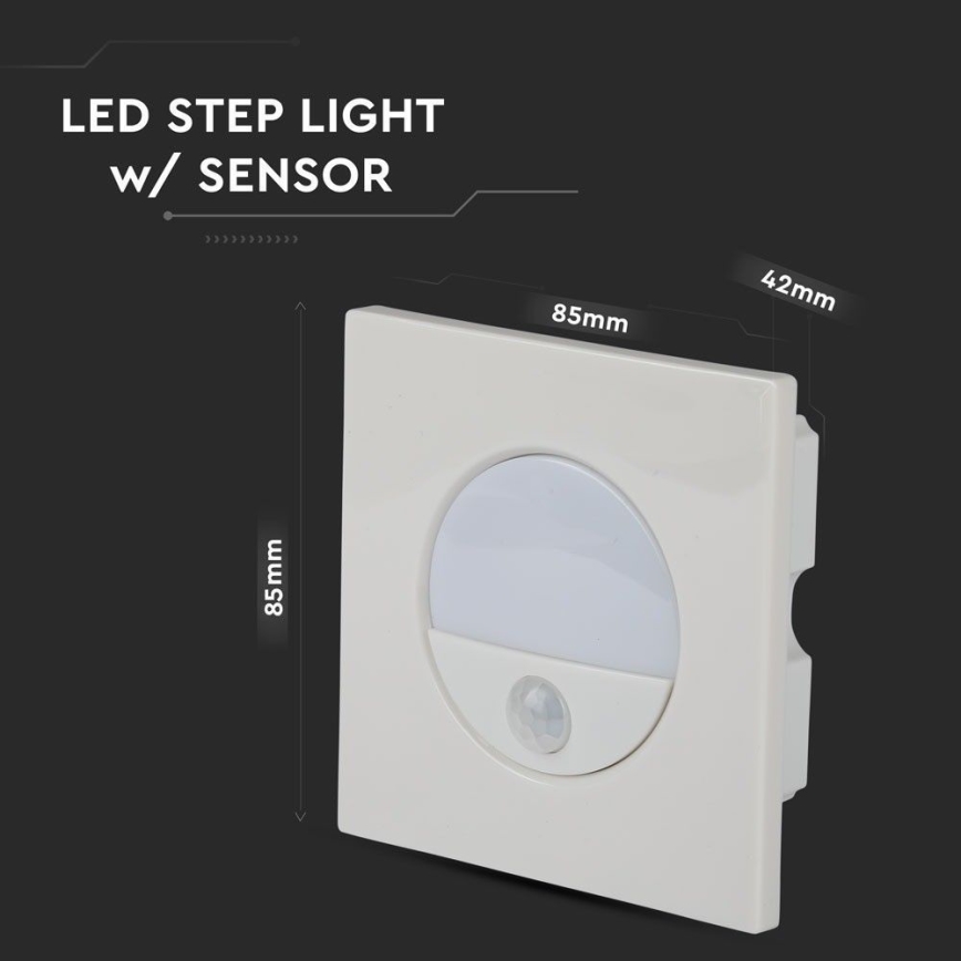 LED Schodiskové svietidlo s pohybovým senzorom LED/3W/230V 4000K biela