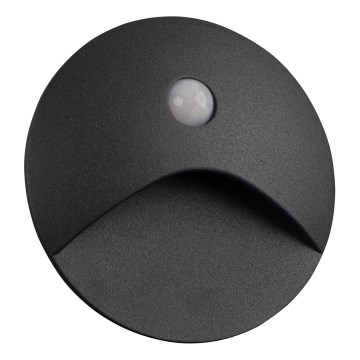 LED schodiskové svietidlo so senzorom pohybu a súmraku EXIN LED/2,5W/230V 4000K IP65 antracitové, guľaté