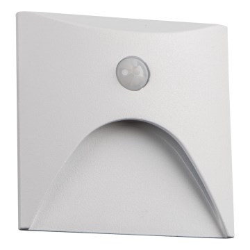 LED schodiskové svietidlo so snímačom pohybu a súmraku EXIN LED/2,5W/230V 3000K IP65 biele hranaté