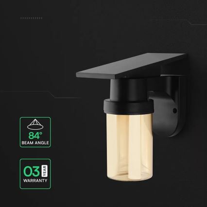 LED solárne nástenné svietidlo LED/3,7V 2700/3200/5000K IP54 1800 mAh čierna/dymová béžová + diaľkové ovládanie
