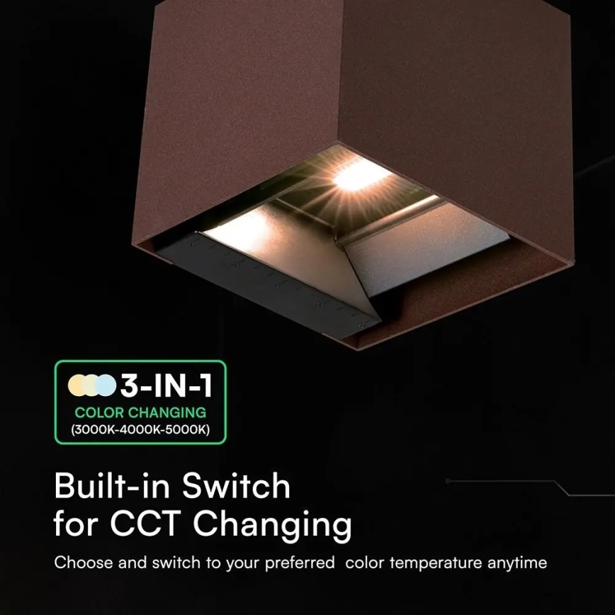LED solárne nástenné svietidlo so senzorom LED/9W/3,7V 3000/4000/5000K IP65 2600 mAh hnedé