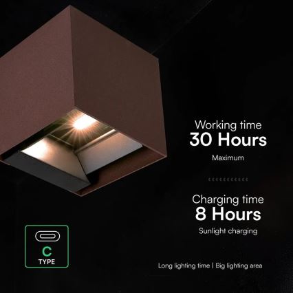 LED solárne nástenné svietidlo so senzorom LED/9W/3,7V 3000/4000/5000K IP65 2600 mAh hnedé