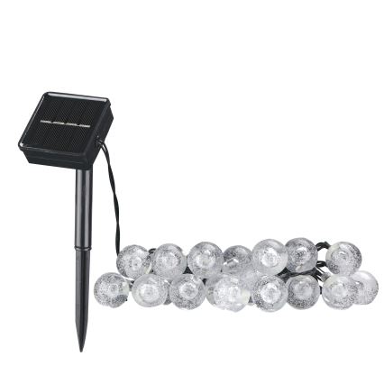 LED Solárna dekoračná reťaz BUBBLE GLASS 20xLED/8 funkcií 4,85 m 600 mAh IP44 teplá biela